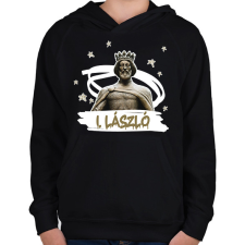 PRINTFASHION László király - Gyerek kapucnis pulóver - Fekete gyerek pulóver, kardigán