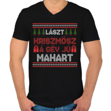 PRINTFASHION Lászt kriszmösz karácsonyi mintás fekete póló - Férfi V-nyakú póló - Fekete férfi póló