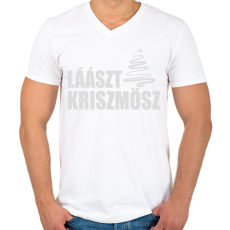 PRINTFASHION Lászt kriszmösz karácsonyi póló - Férfi V-nyakú póló - Fehér
