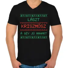 PRINTFASHION Lászt kriszmösz karácsonyi póló - Férfi V-nyakú póló - Fekete férfi póló