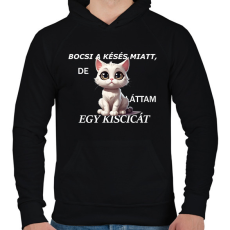 PRINTFASHION láttam egy kiscicát - Férfi kapucnis pulóver - Fekete