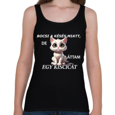 PRINTFASHION láttam egy kiscicát - Női atléta - Fekete női trikó