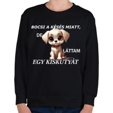 PRINTFASHION láttam egy kiskutyát - Gyerek pulóver - Fekete