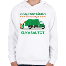 PRINTFASHION Láttam egy kukásautót - Gyerek kapucnis pulóver - Fehér