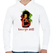 PRINTFASHION lauryn hill - Férfi kapucnis pulóver - Fehér férfi pulóver, kardigán