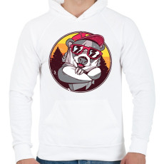 PRINTFASHION Laza borz - Férfi kapucnis pulóver - Fehér