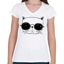 PRINTFASHION Laza macsek - Női V-nyakú póló - Fehér női póló