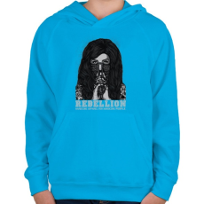 PRINTFASHION Lázadó - Gyerek kapucnis pulóver - Azúrkék
