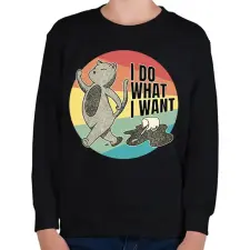 PRINTFASHION Lázadó macska - Gyerek pulóver - Fekete gyerek pulóver, kardigán