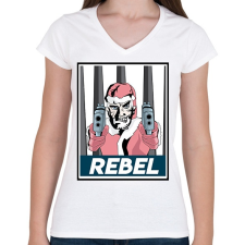 PRINTFASHION Lázadó mikulás - Női V-nyakú póló - Fehér női póló