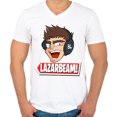 PRINTFASHION lazarbeam - Férfi V-nyakú póló - Fehér