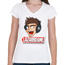 PRINTFASHION lazarbeam - Női V-nyakú póló - Fehér női póló