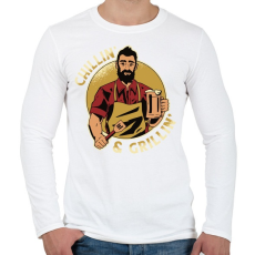 PRINTFASHION Lazulás és grillezés - Chillin and Grillin - Férfi hosszú ujjú póló - Fehér