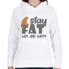 PRINTFASHION Lazy and happy - Női kapucnis pulóver - Fehér