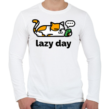 PRINTFASHION Lazy Day - Férfi hosszú ujjú póló - Fehér férfi póló