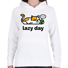 PRINTFASHION Lazy Day - Női kapucnis pulóver - Fehér női pulóver, kardigán
