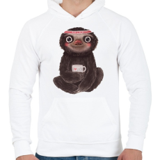 PRINTFASHION Lazy - Férfi kapucnis pulóver - Fehér