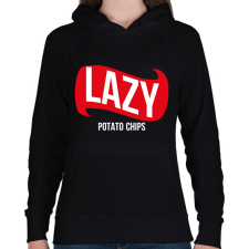 PRINTFASHION Lazy - Potato chips - Női kapucnis pulóver - Fekete női pulóver, kardigán