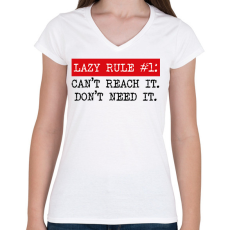 PRINTFASHION Lazy rule #1 - Női V-nyakú póló - Fehér
