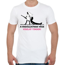PRINTFASHION Leánybúcsú - A vadászatnak vége, viszlát tinder!  - Férfi póló - Fehér férfi póló