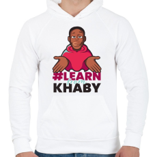 PRINTFASHION Learn from Khaby - Férfi kapucnis pulóver - Fehér