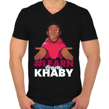 PRINTFASHION Learn from Khaby - Férfi V-nyakú póló - Fekete férfi póló