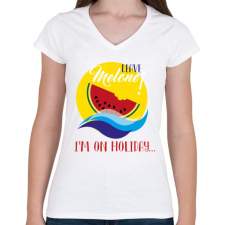 PRINTFASHION Leave me alone! - Hagyj békén, nyaralok! - Női V-nyakú póló - Fehér női póló