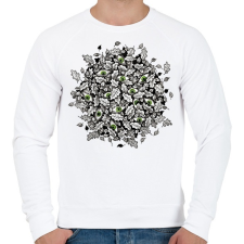 PRINTFASHION Leaves and green eyes - Férfi pulóver - Fehér férfi pulóver, kardigán