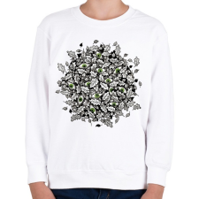 PRINTFASHION Leaves and green eyes - Gyerek pulóver - Fehér gyerek pulóver, kardigán