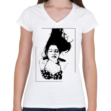 PRINTFASHION Lebegés - Női V-nyakú póló - Fehér női póló