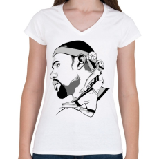 PRINTFASHION Lebron James - Női V-nyakú póló - Fehér