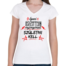 PRINTFASHION Led Zeppelin - Női V-nyakú póló - Fehér