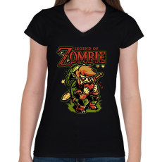 PRINTFASHION Legend of Zombie - Női V-nyakú póló - Fekete
