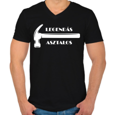 PRINTFASHION Legendás asztalos -fehér - Férfi V-nyakú póló - Fekete