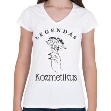 PRINTFASHION Legendás kozmetikus - Női V-nyakú póló - Fehér női póló