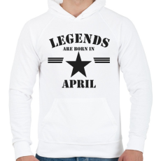 PRINTFASHION Legends are born in april - Férfi kapucnis pulóver - Fehér