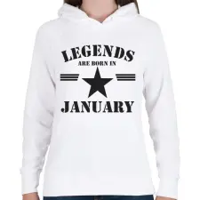 PRINTFASHION Legends are born in january - Női kapucnis pulóver - Fehér női pulóver, kardigán