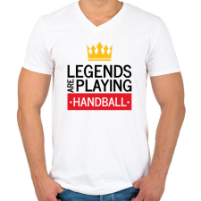 PRINTFASHION Legends are playing handball - Férfi V-nyakú póló - Fehér férfi póló