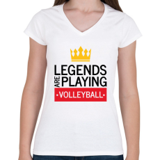 PRINTFASHION Legends are playing volleyball - Női V-nyakú póló - Fehér