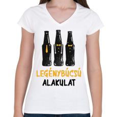 PRINTFASHION Legénybúcsú alakulat - Női V-nyakú póló - Fehér