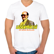 PRINTFASHION Legénybúcsú, de semmi buzulás - Férfi V-nyakú póló - Fehér férfi póló