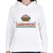 PRINTFASHION Legénybúcsú márkaparódia - Női kapucnis pulóver - Fehér női pulóver, kardigán