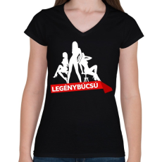 PRINTFASHION Legénybúcsú - Női V-nyakú póló - Fekete