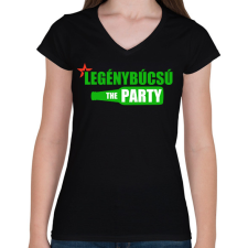 PRINTFASHION Legénybúcsú - Női V-nyakú póló - Fekete női póló