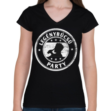 PRINTFASHION Legénybúcsú party - Női V-nyakú póló - Fekete női póló