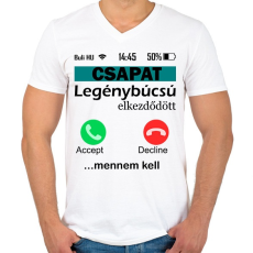 PRINTFASHION legénybúcsú telefonos csapat - Férfi V-nyakú póló - Fehér