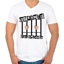 PRINTFASHION LEGÉNYBÚCSÚ UTOLSÓ NAP SZABADON - Férfi V-nyakú póló - Fehér férfi póló