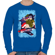 PRINTFASHION Légierő - Férfi pulóver - Királykék