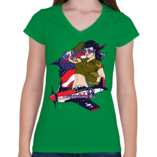 PRINTFASHION Légierő - Női V-nyakú póló - Zöld