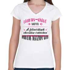 PRINTFASHION Légiutas-kísérő vagyok - Női V-nyakú póló - Fehér